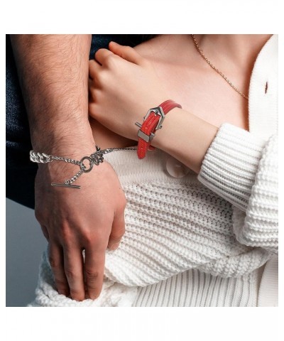 Adjustable Bondage Red/Black Leather Bracelets SM Adult Stainless Steels Bracelets Kit Cuff Restraint Sex Toy Red 7.87 Inches...