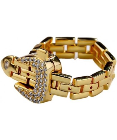 Belt Buckle Statement Ring for Women Delicate Detachable Cuba Chain Link Band Jewelry Gold $14.29 Rings