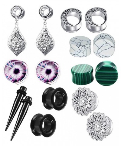 8 Pairs Stainless Steel Ear Tunnels and Plugs Dangle Earrings Gauges For Women Double Flare Piercing Stretchers kit 2G-00G-5/...