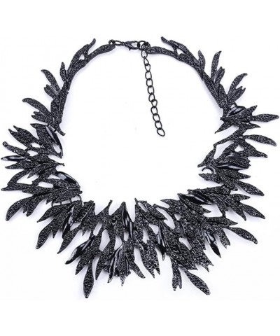 FASUND Bib Necklace Black Leaf Choker Collar Statement Necklaces Fashion Costume Jewelry for Women Vintage Necklace Black $10...