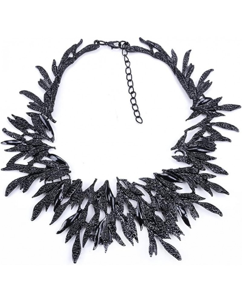 FASUND Bib Necklace Black Leaf Choker Collar Statement Necklaces Fashion Costume Jewelry for Women Vintage Necklace Black $10...