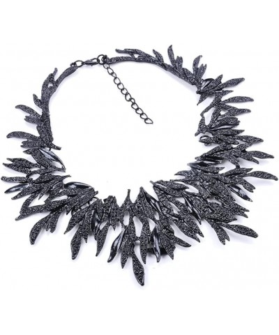 FASUND Bib Necklace Black Leaf Choker Collar Statement Necklaces Fashion Costume Jewelry for Women Vintage Necklace Black $10...