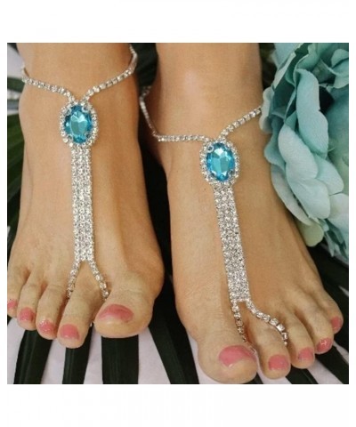 Boho Crystal Foot Chain with Toe Ring Red Rhinestone Barefoot Sandals Ankle Bracelet Beach Wedding Tennis Ankle Chain Jewelry...