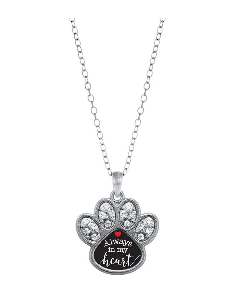 Silver Pave Paw Charm 18 Inch Necklace with Cubic Zirconia Jewelry Always in my Heart $11.59 Necklaces