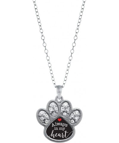 Silver Pave Paw Charm 18 Inch Necklace with Cubic Zirconia Jewelry Always in my Heart $11.59 Necklaces