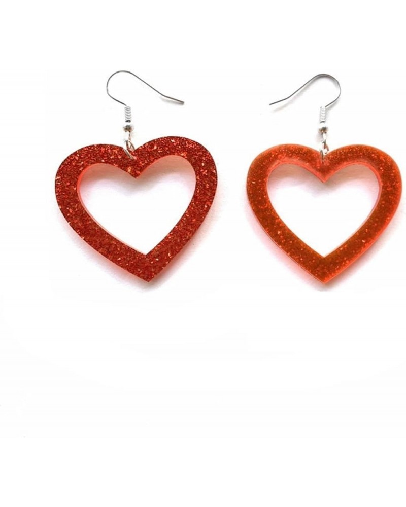 Shining Valentine's Day Heart Shape Love Resin Acrylic Dangle Earrings for Women Girls Jewelry A $4.50 Earrings