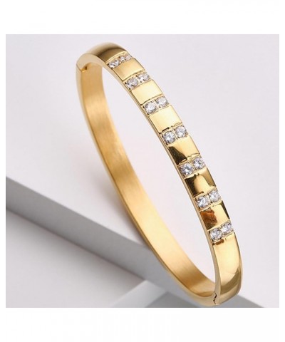 8mm Width Stainless Steel Cubic Zircon Filled Open Clasp Bangle Bracelet Gold $8.84 Bracelets