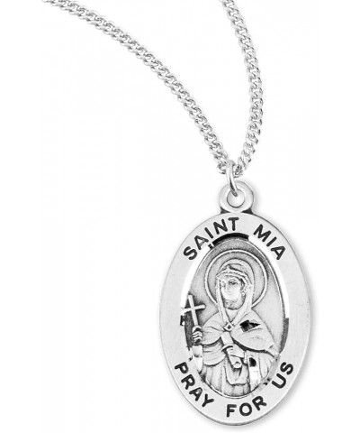 Sterling Silver Oval Patron Saint Medal St. Mia $23.01 Necklaces