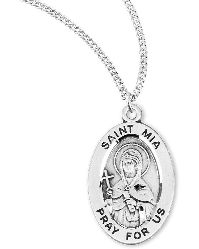 Sterling Silver Oval Patron Saint Medal St. Mia $23.01 Necklaces