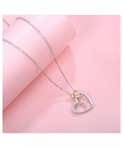 925 Sterling Silver Heart Gymnasitcs Pendant Necklace Balance Beam Sport Team Gymnast Lovers Gift for Women Inspirational Fas...