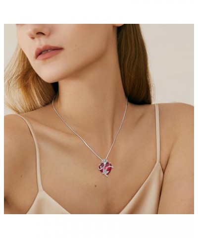 Silver Infinity Butterfly Gem Stone Necklace for Women Ladies, Rose Flower & Butterflies Jewelry with Birthstone July - Ruby ...