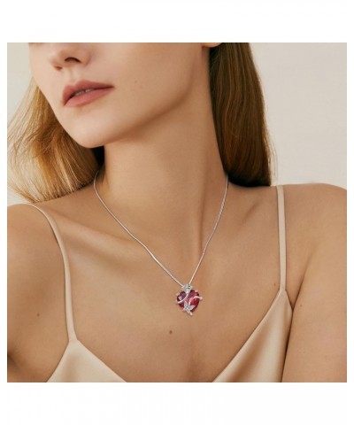 Silver Infinity Butterfly Gem Stone Necklace for Women Ladies, Rose Flower & Butterflies Jewelry with Birthstone July - Ruby ...