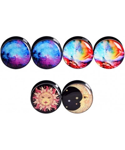 2g-13/16 inch Sun Moon Natural Wood Wooden Acrylic Ear Tunnels Plugs Piercing Gauge Expander Set C 6pcs acrylic 11/16"(18mm) ...