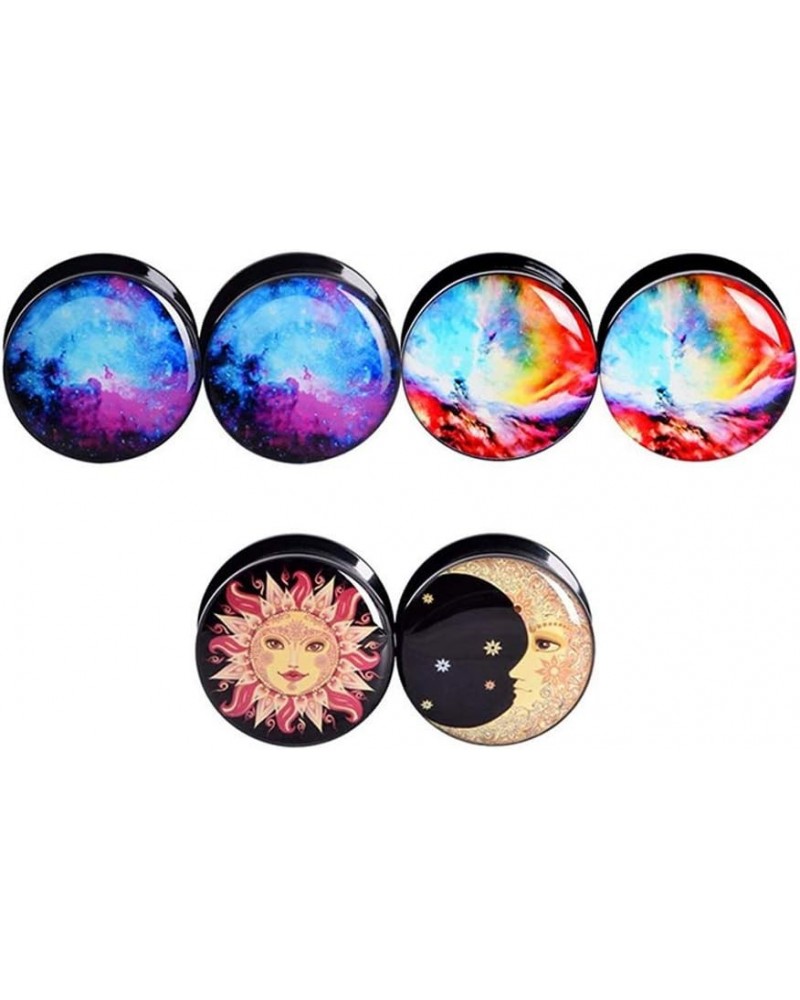 2g-13/16 inch Sun Moon Natural Wood Wooden Acrylic Ear Tunnels Plugs Piercing Gauge Expander Set C 6pcs acrylic 11/16"(18mm) ...