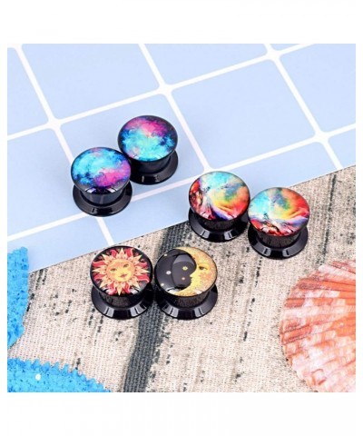 2g-13/16 inch Sun Moon Natural Wood Wooden Acrylic Ear Tunnels Plugs Piercing Gauge Expander Set C 6pcs acrylic 11/16"(18mm) ...