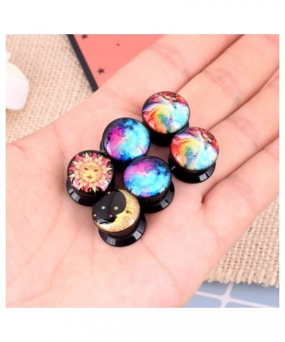 2g-13/16 inch Sun Moon Natural Wood Wooden Acrylic Ear Tunnels Plugs Piercing Gauge Expander Set C 6pcs acrylic 11/16"(18mm) ...