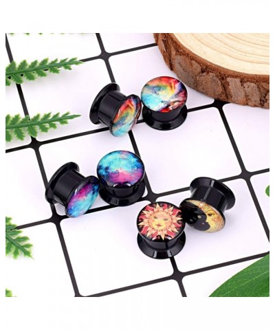 2g-13/16 inch Sun Moon Natural Wood Wooden Acrylic Ear Tunnels Plugs Piercing Gauge Expander Set C 6pcs acrylic 11/16"(18mm) ...