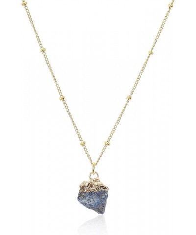 Raw Gemstone Crystal Pendant Necklace for Womens, Girls 14k Gold Plated Mother Gift Gem Birthstone Jewelry Lapis Lazuli $9.83...