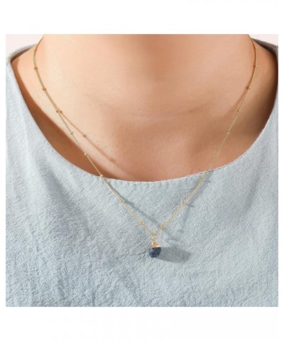 Raw Gemstone Crystal Pendant Necklace for Womens, Girls 14k Gold Plated Mother Gift Gem Birthstone Jewelry Lapis Lazuli $9.83...