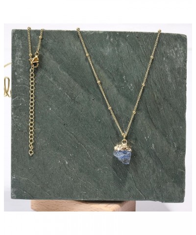 Raw Gemstone Crystal Pendant Necklace for Womens, Girls 14k Gold Plated Mother Gift Gem Birthstone Jewelry Lapis Lazuli $9.83...