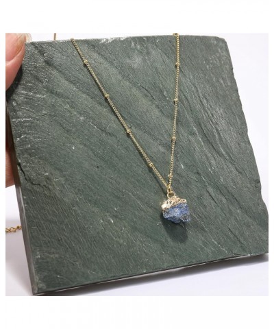 Raw Gemstone Crystal Pendant Necklace for Womens, Girls 14k Gold Plated Mother Gift Gem Birthstone Jewelry Lapis Lazuli $9.83...