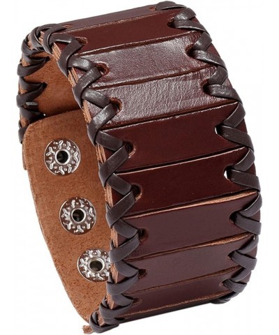 Punk Rock Braided Wristband Wide Leather Cuff Bracelets Brown $7.15 Bracelets