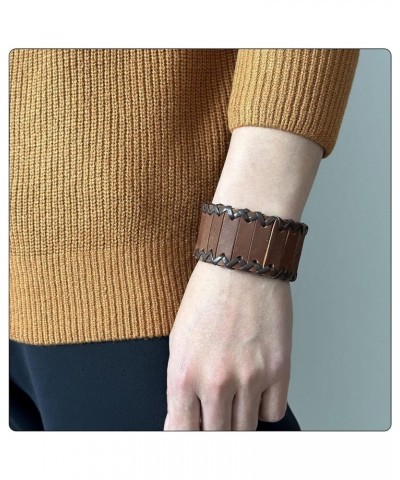 Punk Rock Braided Wristband Wide Leather Cuff Bracelets Brown $7.15 Bracelets