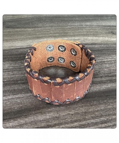 Punk Rock Braided Wristband Wide Leather Cuff Bracelets Brown $7.15 Bracelets