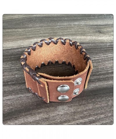 Punk Rock Braided Wristband Wide Leather Cuff Bracelets Brown $7.15 Bracelets