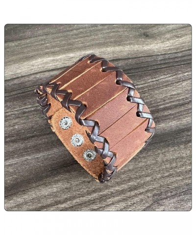 Punk Rock Braided Wristband Wide Leather Cuff Bracelets Brown $7.15 Bracelets