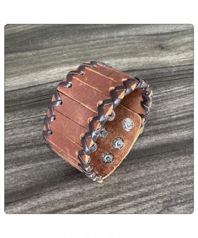 Punk Rock Braided Wristband Wide Leather Cuff Bracelets Brown $7.15 Bracelets