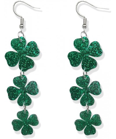 Shamrock Earrings for Women Girls Irish Shamrock Acrylic Dangle Earrings St. Patrick's Day Earrings Clover Horseshoe Dangle E...