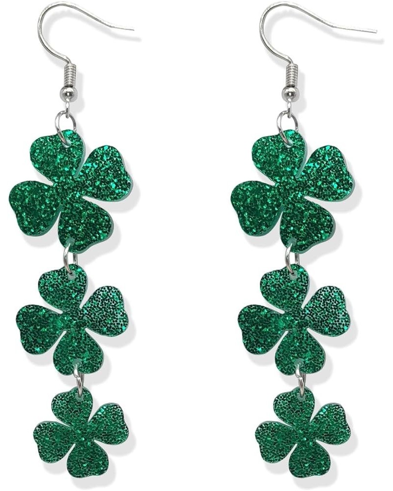 Shamrock Earrings for Women Girls Irish Shamrock Acrylic Dangle Earrings St. Patrick's Day Earrings Clover Horseshoe Dangle E...