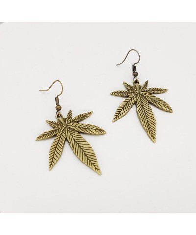 Gold Marijuana Weed Leaf Dangle Earrings Green Leaves Earrings bronze $8.39 Earrings