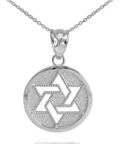 .925 Sterling Silver Jewish Six Pointed Star of David Magen Judaica Hexagram Round Medal Pendant Necklace - Choice of Pendant...