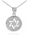 .925 Sterling Silver Jewish Six Pointed Star of David Magen Judaica Hexagram Round Medal Pendant Necklace - Choice of Pendant...