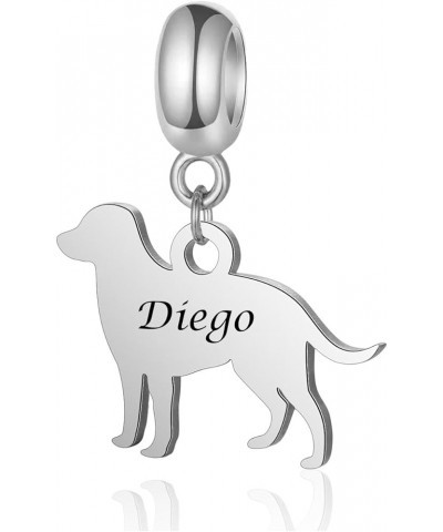 Personalized Dogs Charm with Name Custom Name Charms for Bracelet Popy Dog Bead Charm Gift for Women Girl style 1-sterling si...