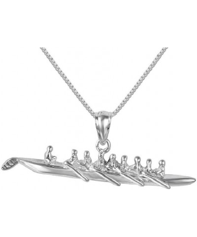 Sterling Silver Box Chain Necklace w/Rowing or Sculling Team 3 Dimensional Pendant Charm Pendant w/ 16" Box Chain $17.69 Neck...