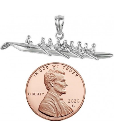 Sterling Silver Box Chain Necklace w/Rowing or Sculling Team 3 Dimensional Pendant Charm Pendant w/ 16" Box Chain $17.69 Neck...