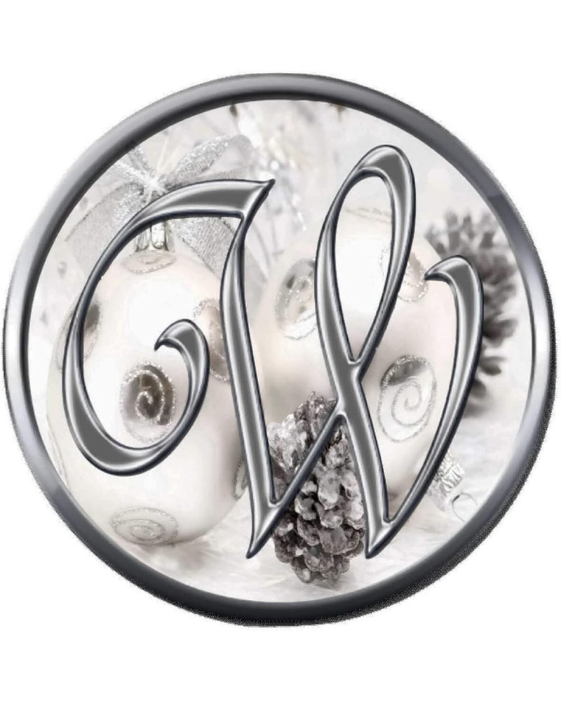 Snap Jewelry Charm Christmas Silver Ornament & Frosted Pine Cones Monogram Alphabet Letters A - Z for Winter Holidays 18MM - ...