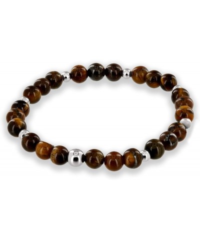 Tiger Eye Bracelet with Jewelry Bag & Meaning Card | Strong Elastic | Precious Natural Stones Crystal Healing Gemstone Men Wo...