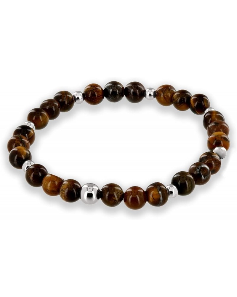 Tiger Eye Bracelet with Jewelry Bag & Meaning Card | Strong Elastic | Precious Natural Stones Crystal Healing Gemstone Men Wo...