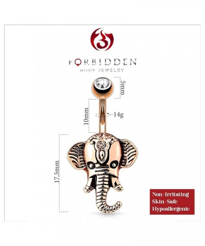 Surgical Steel Elephant Animal Belly Button Ring Rose Gold Plated $8.66 Body Jewelry