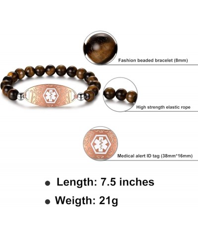 Medical Alert Bracelets for Women Men | Personalized Custom Medical ID Bracelet Beaded Link Medical Bracelet (5.5-8.5 Inches,...