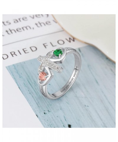 Personalized Birthstone Rings for Women Promise Rings 925 Sterling Silver Custom Ring Grandma Mothers Day Birthday Gifts Rose...