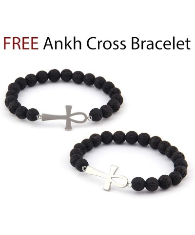 Ankh Cross Necklace Stainless Steel with CZ Stone Pendant Ancient Egyptian Symbol of Life Jewlery Men Women 28 Inches $9.87 N...