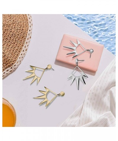 Gold/Silver Star Earrings for Women, Geometric Surgical Stainless Steel Earrings Hypoallergenic Gold Formal Dangle Star Earri...