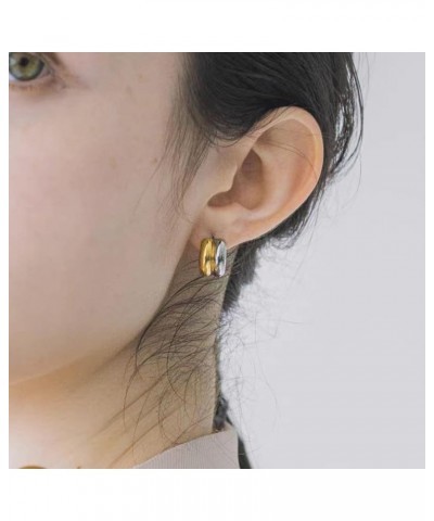 Two Tone Earrings for Women Chunky Gold Earrings Trendy Gold and Silver Hoops Earrings Mix Metal Chunky Earrings for Teen Gir...