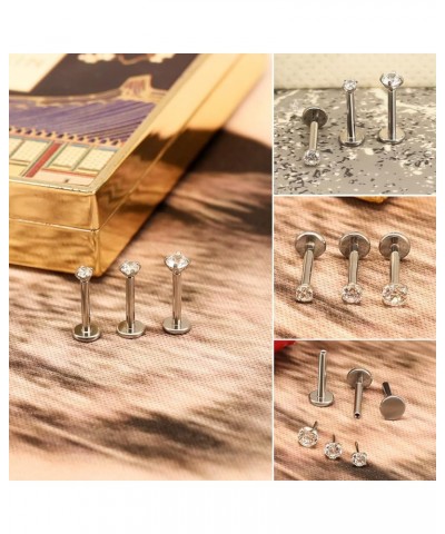 3PCS Titanium Nose Studs for Women 20g 18g 16g L Shaped Nose Studs 3MM CZ/Opal Flat Back Nose Stud Push in Theadless Nose Stu...