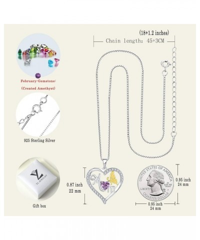 Mom Pendant for Women 925 Sterling Silver Heart Butterfly Necklace Birthstone Mother Jewelry 02-amethyst-Feb $26.65 Necklaces